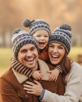 Парні в’язані шапки Family Look (3 шт) для всієї родини: Зворушливий стиль Мама-Тато-Дитина, ручна робота від PRIGRIZ