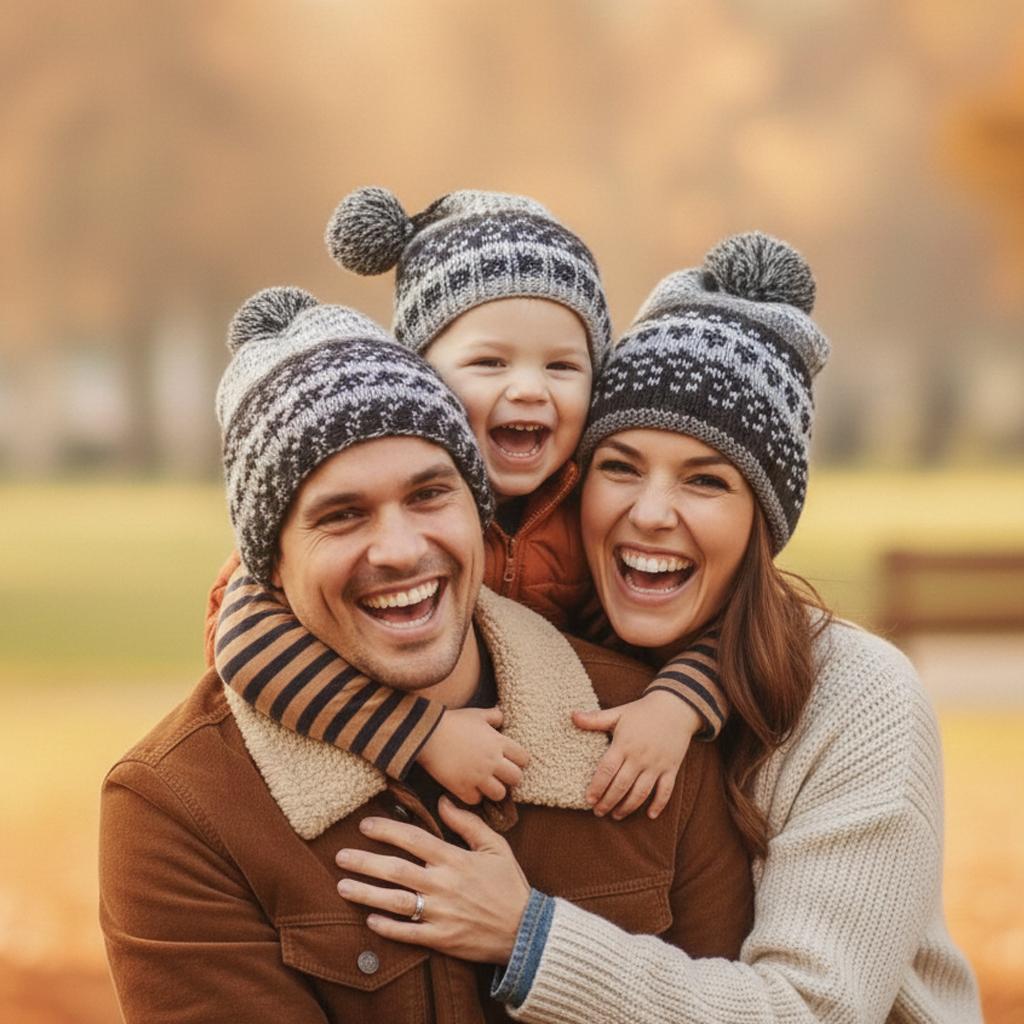 Парні в'язані шапки Family Look (3 шт) для всієї родини: Зворушливий стиль Мама-Тато-Дитина, ручна робота від PRIGRIZ