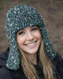 Стильна шапка вушанка “Оливковий Меланж” для жинок , ручна робота від PRIGRIZ, 50-58 см