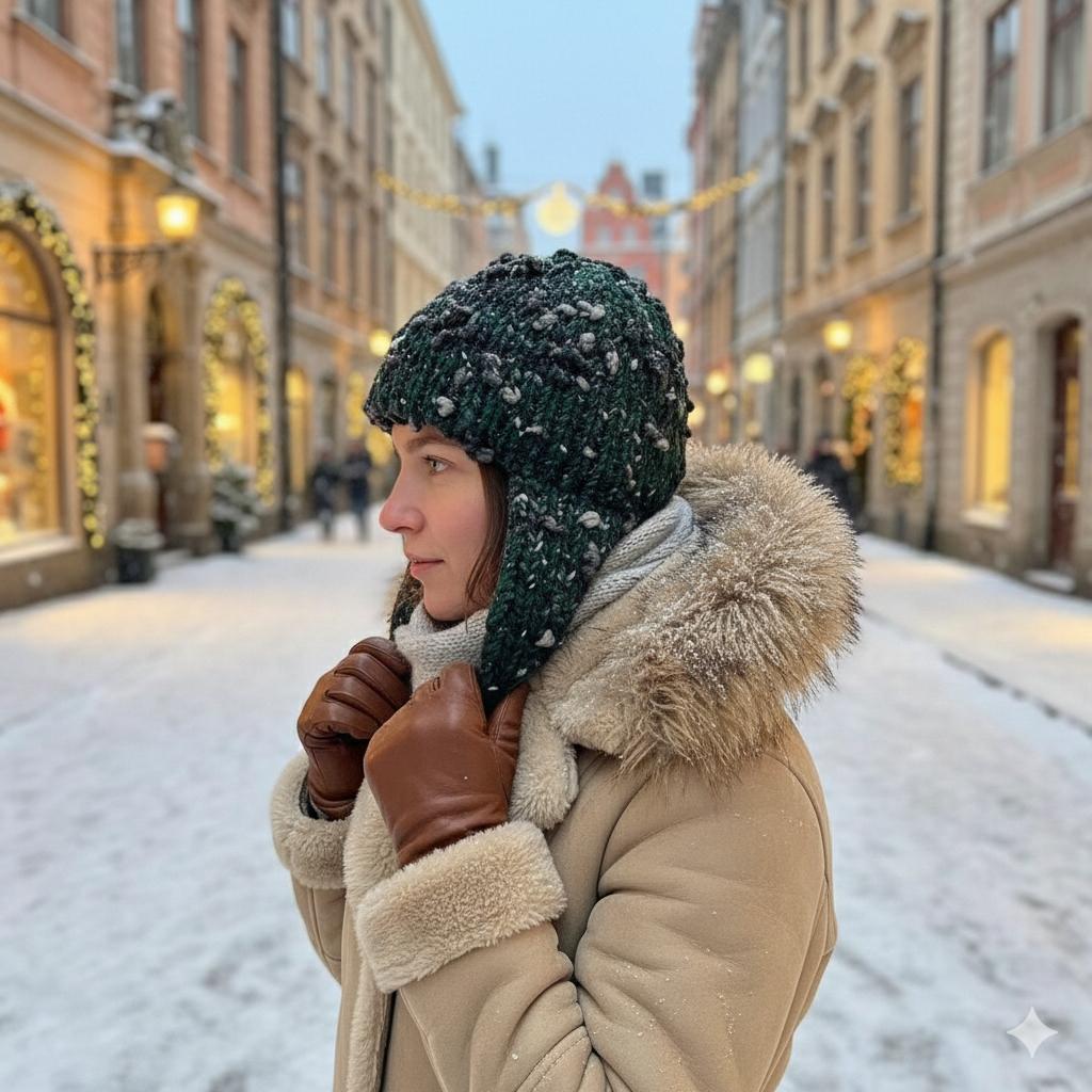 Стильна шапка вушанка "Оливковий Меланж" для жинок , ручна робота від PRIGRIZ, 50-58 см - Зображення 4