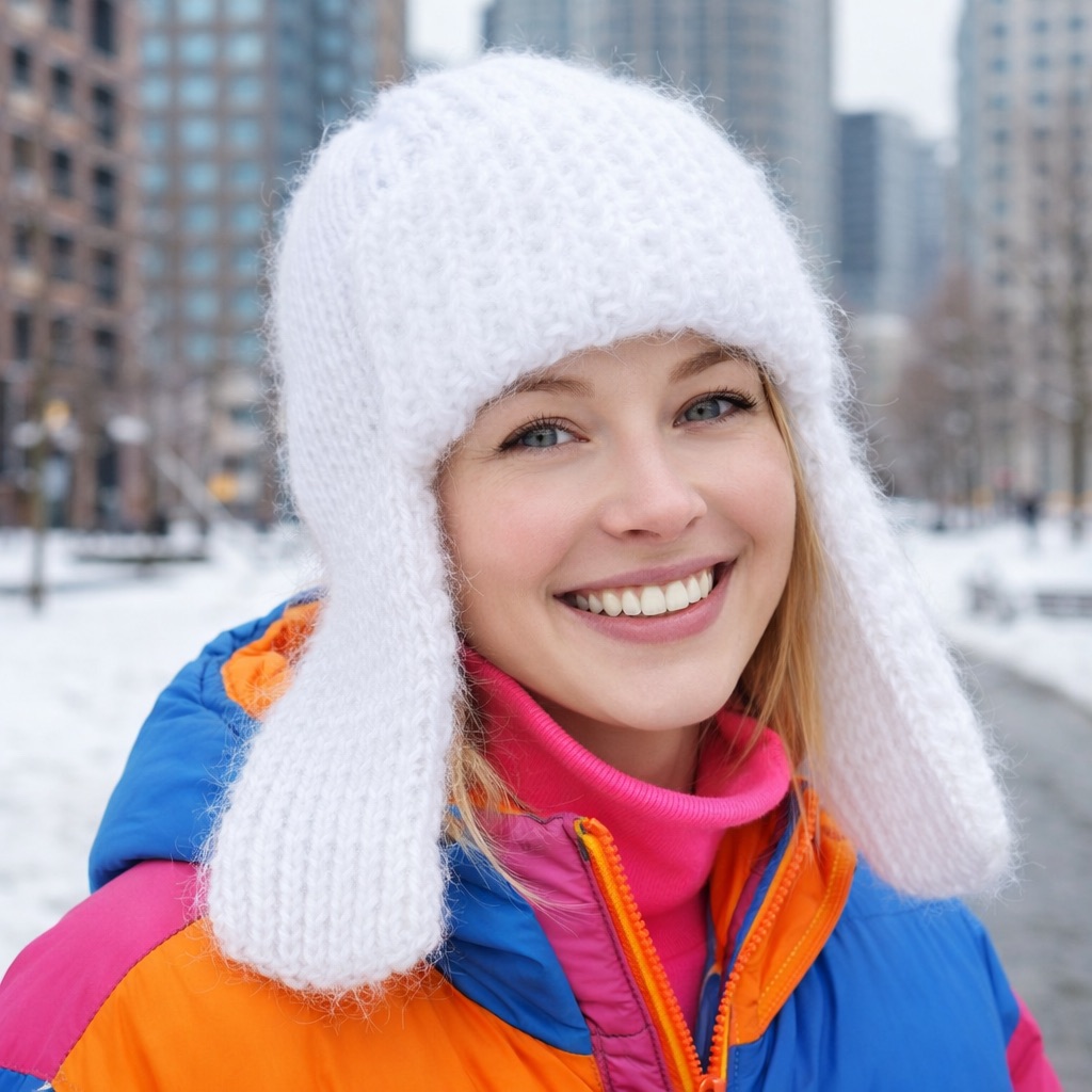 Жіноча в’язана шапка-вушанка “Ms. Jes” біла – ручна робота від PRIGRIZ - Зображення 2