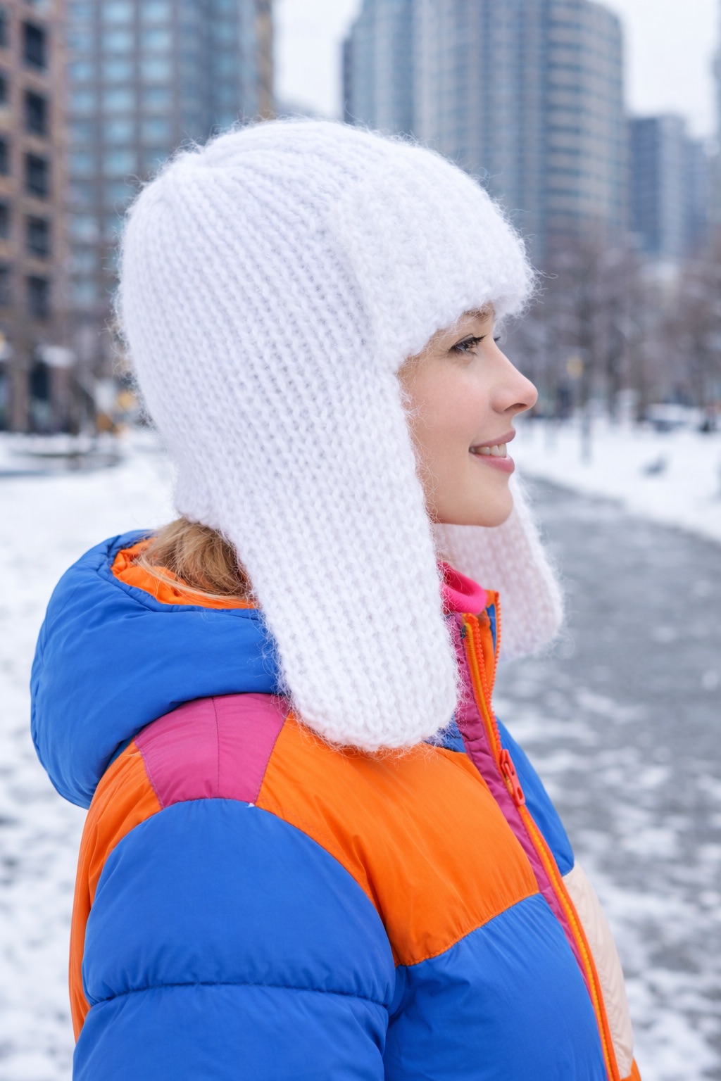 Жіноча в’язана шапка-вушанка “Ms. Jes” біла – ручна робота від PRIGRIZ - Зображення 4