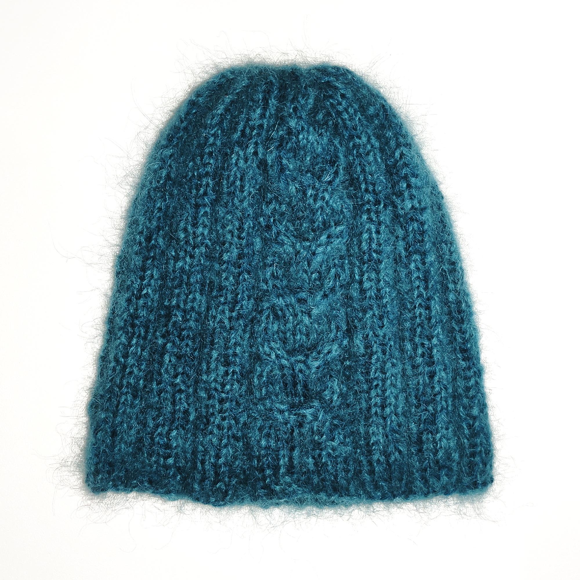 Шапка жіноча PRIGRIZ з рельєфним візерунком, тепла, ручної роботи, Бірюза, 50-58 см - Зображення 2